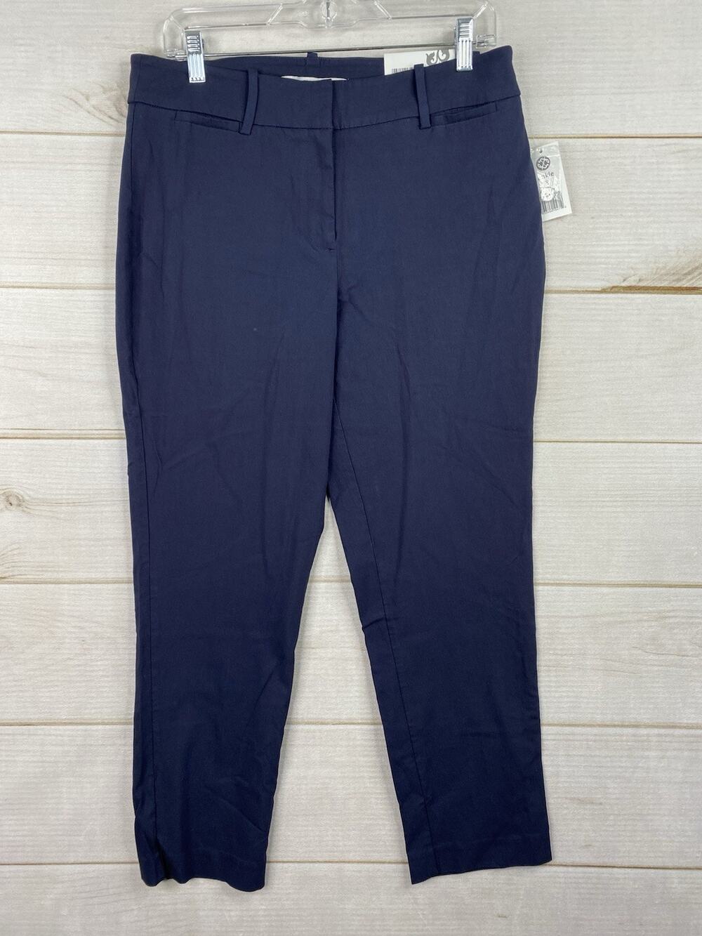 $60 Eden Ruth Women Pants Sz 8 Blue Navy Ankle Dress High Rise Stretch Ponte NWT